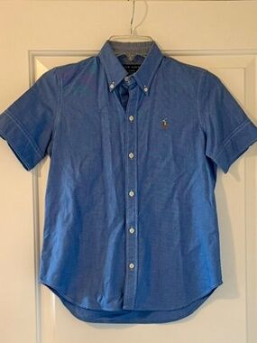 Ralph Lauren Polo Womens Blue Short Sleeve Oxford Slim Fit Size S